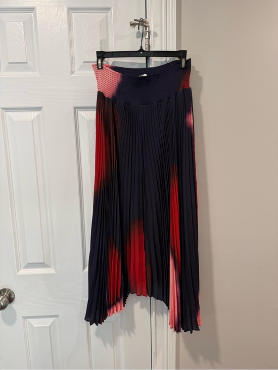 A.L.C. Dresses & Skirts - A.L.C. Navy Pleated Midi Skirt with Red and Pink Tie-Dye Accents